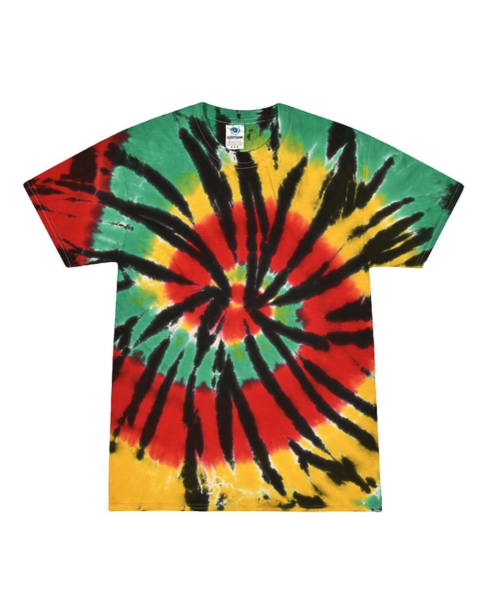 Front View of Rasta Web Multi-Color Tie-Dyed T-Shirt - 1000