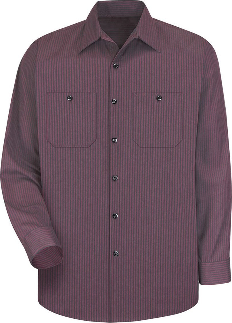 Front View of RC - Charcoal/ Red Industrial Long Sleeve Work Shirt - SP14