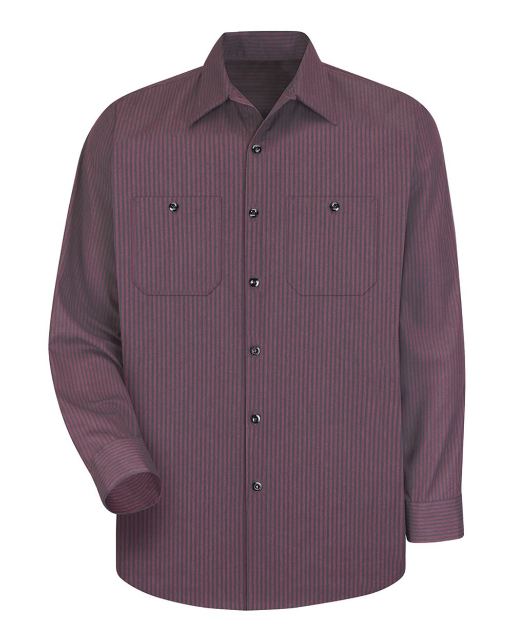 Front View of RC - Charcoal/ Red Industrial Long Sleeve Work Shirt - Tall Sizes - SP14T