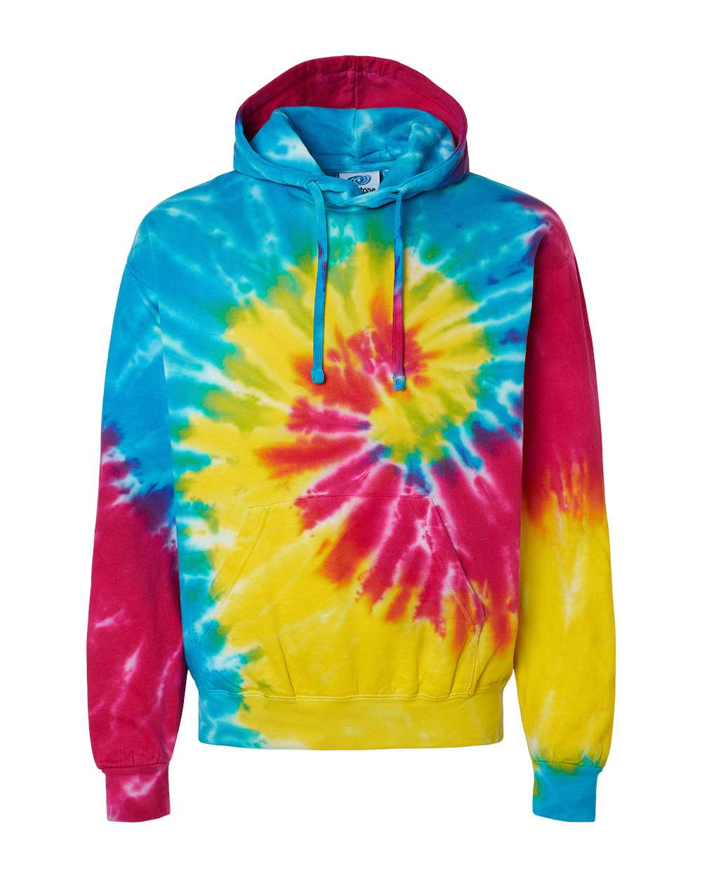 Front View of Reactive Rainbow Youth Tie-Dyed Hooded Sweatshirt - 8777Y