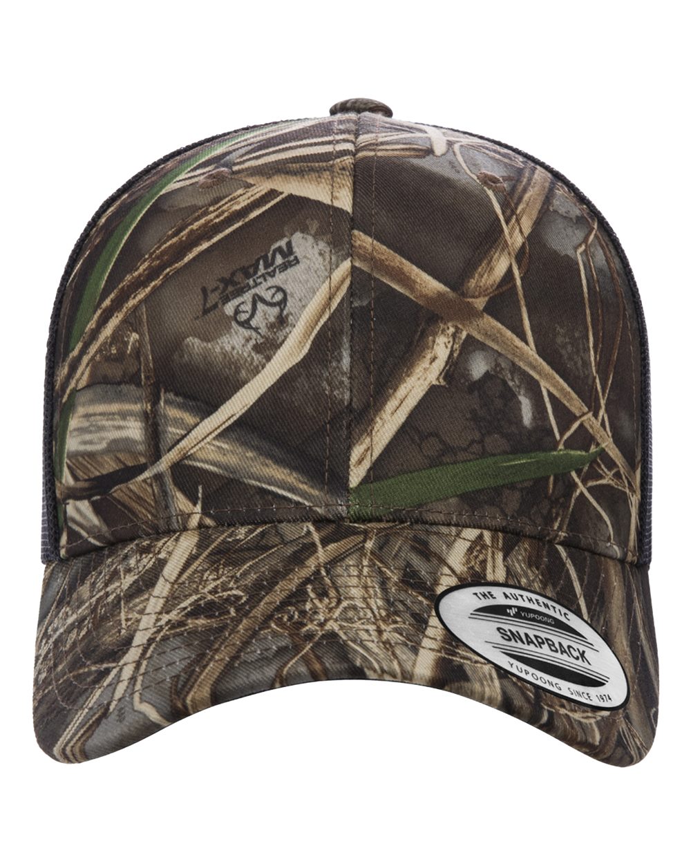 Front View of Realtree Max7/ Brown Retro Trucker Cap - 6606