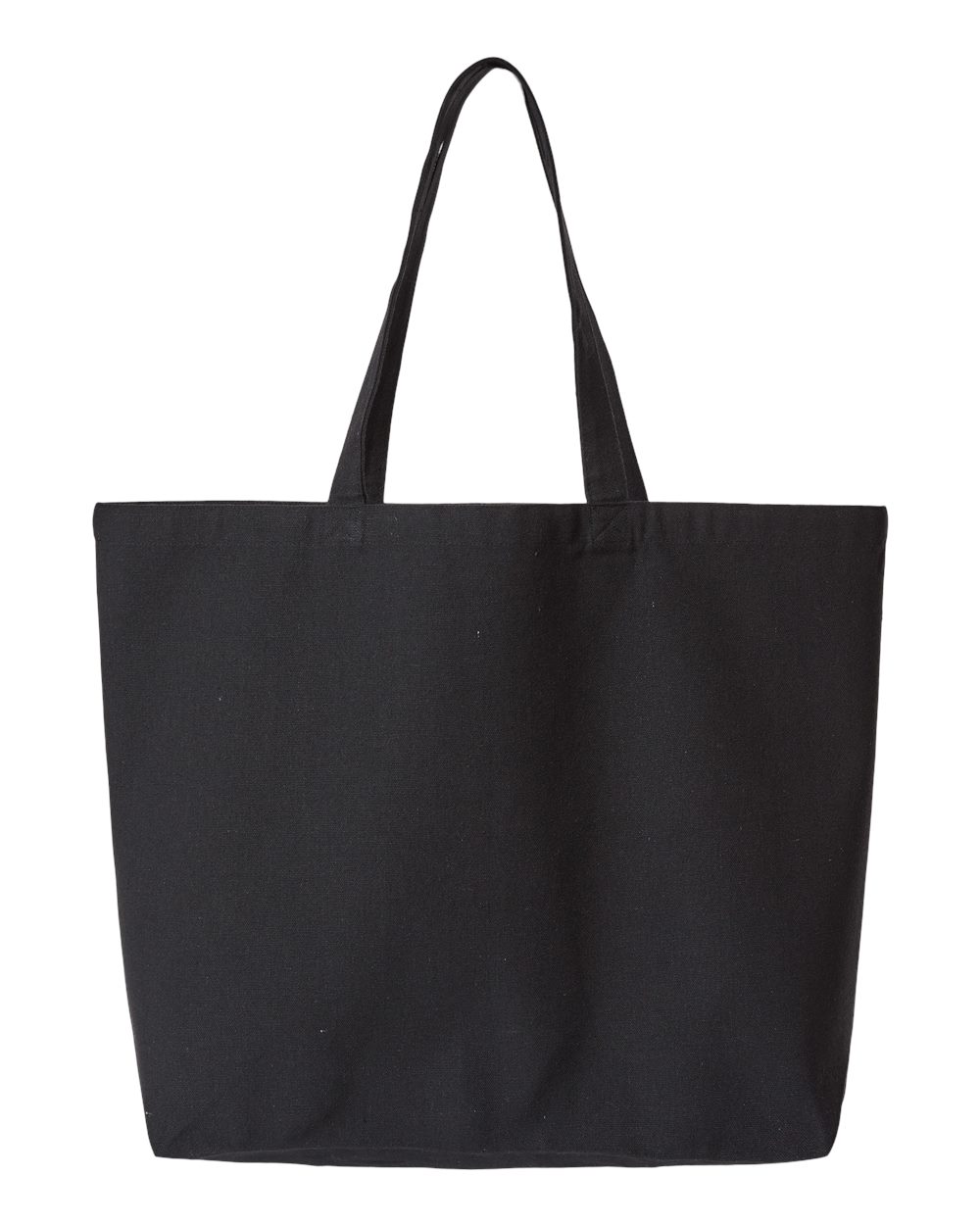 Front View of Recycled Black Jumbo Recycled Midweight Gusseted Canvas Tote - OAD108R