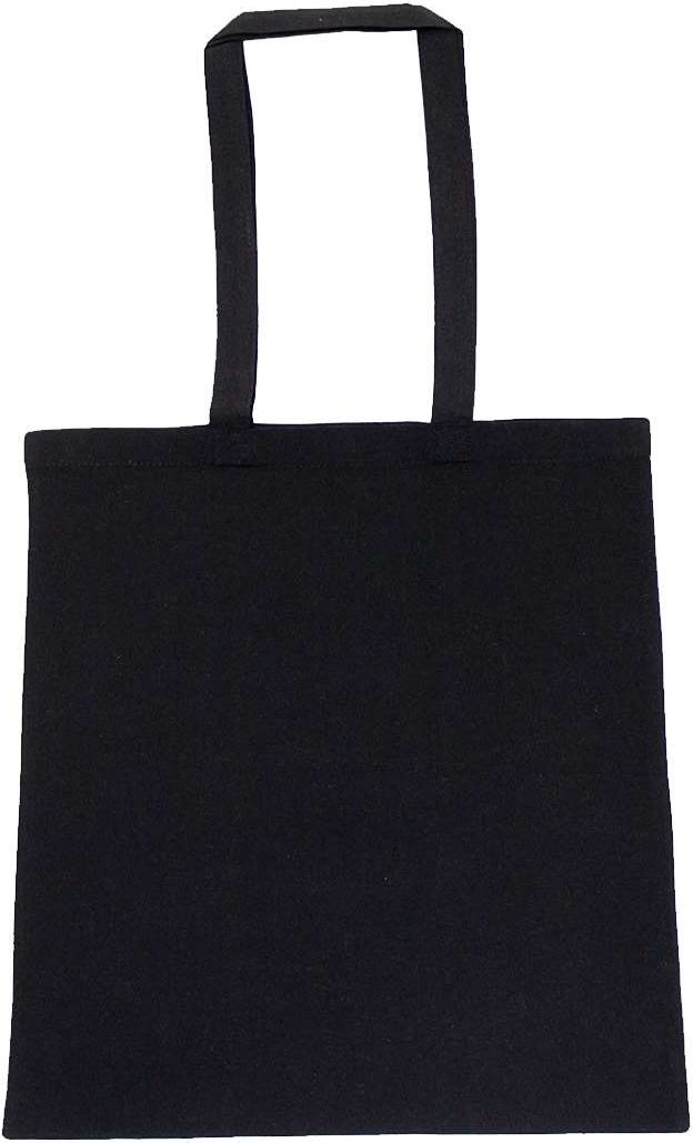 Front View of Recycled Black Lightweight Recycled Canvas Tote Bag with Extended Handle - 8505R