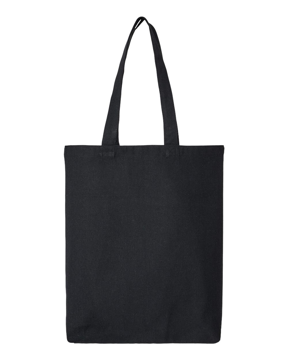 Front View of Recycled Black Midweight Recycled Gusseted Tote - OAD106R