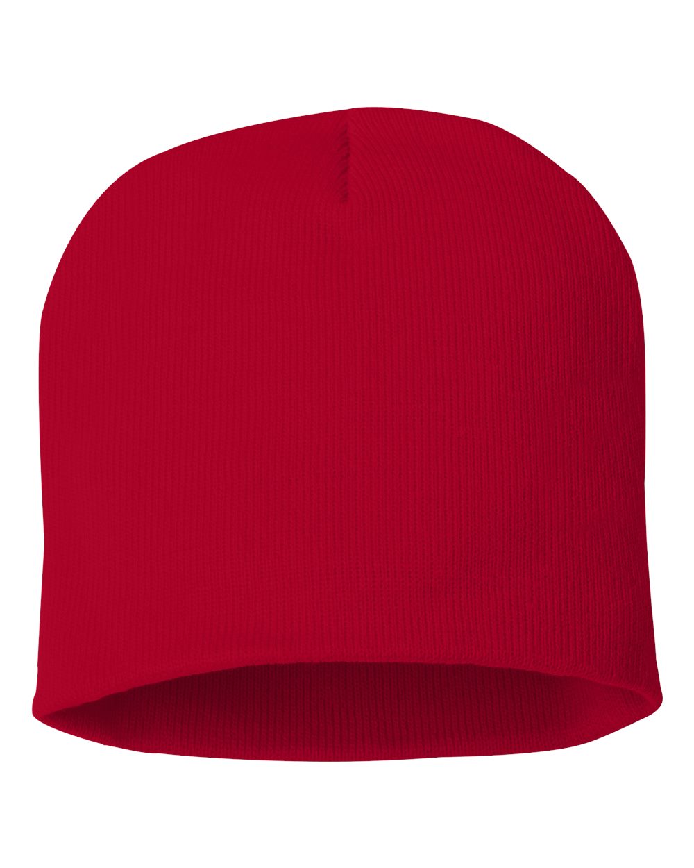 Front View of Red 8" Beanie - SP08