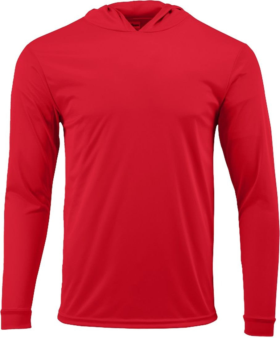 Front View of Red Bahama Performance Hooded Long Sleeve T-Shirt - 220