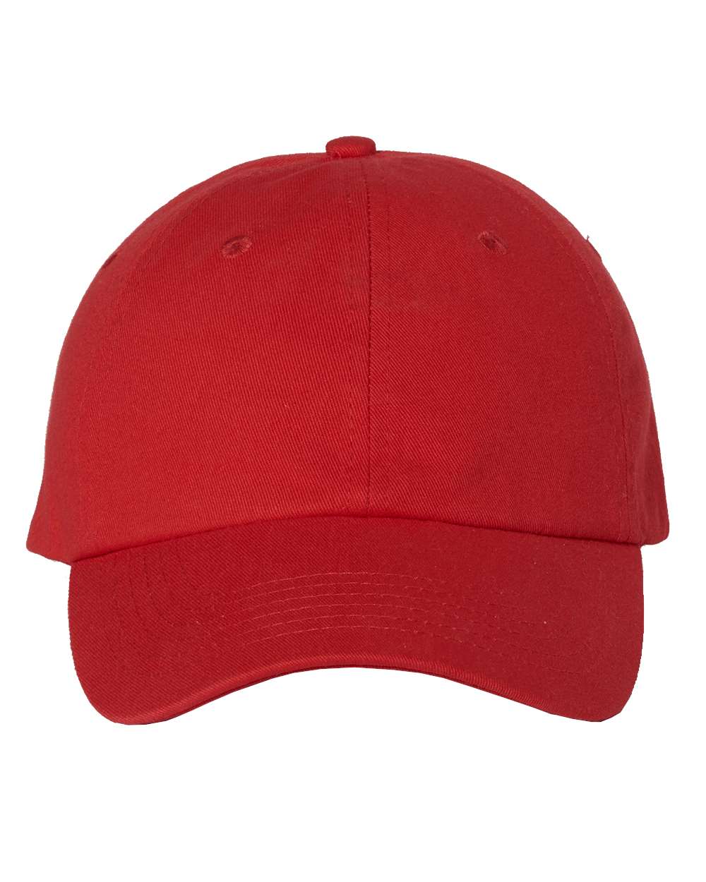 Front View of Red Bio-Washed Chino Twill Cap - VC350 plain