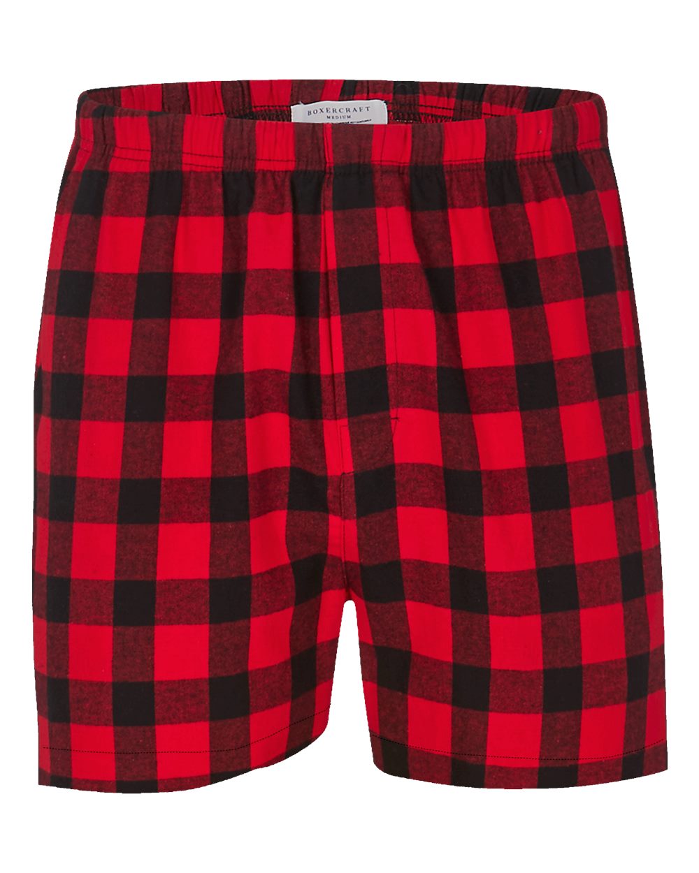 Front View of Red/ Black Buffalo Double Brushed Flannel Boxers - BM6701