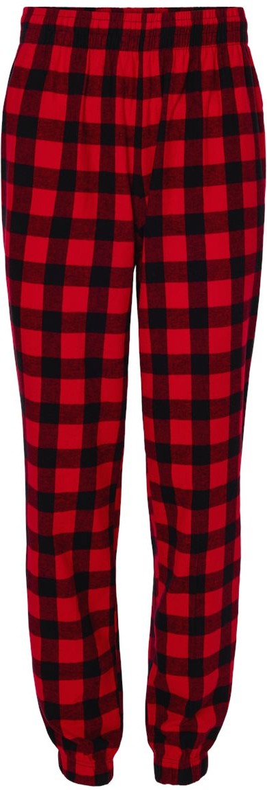 Front View of Red/ Black Buffalo Flannel Joggers - BM6625