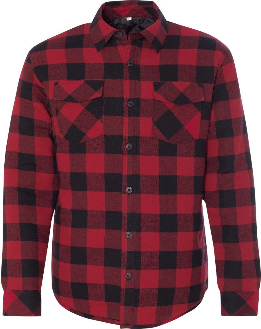 Red/ Black Buffalo Quilted Flannel Shirt Jacket - 8610