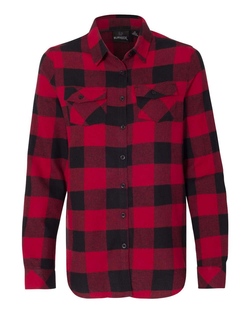 Front View of Red/ Black Buffalo Women's Yarn-Dyed Long Sleeve Flannel Shirt - 5210
