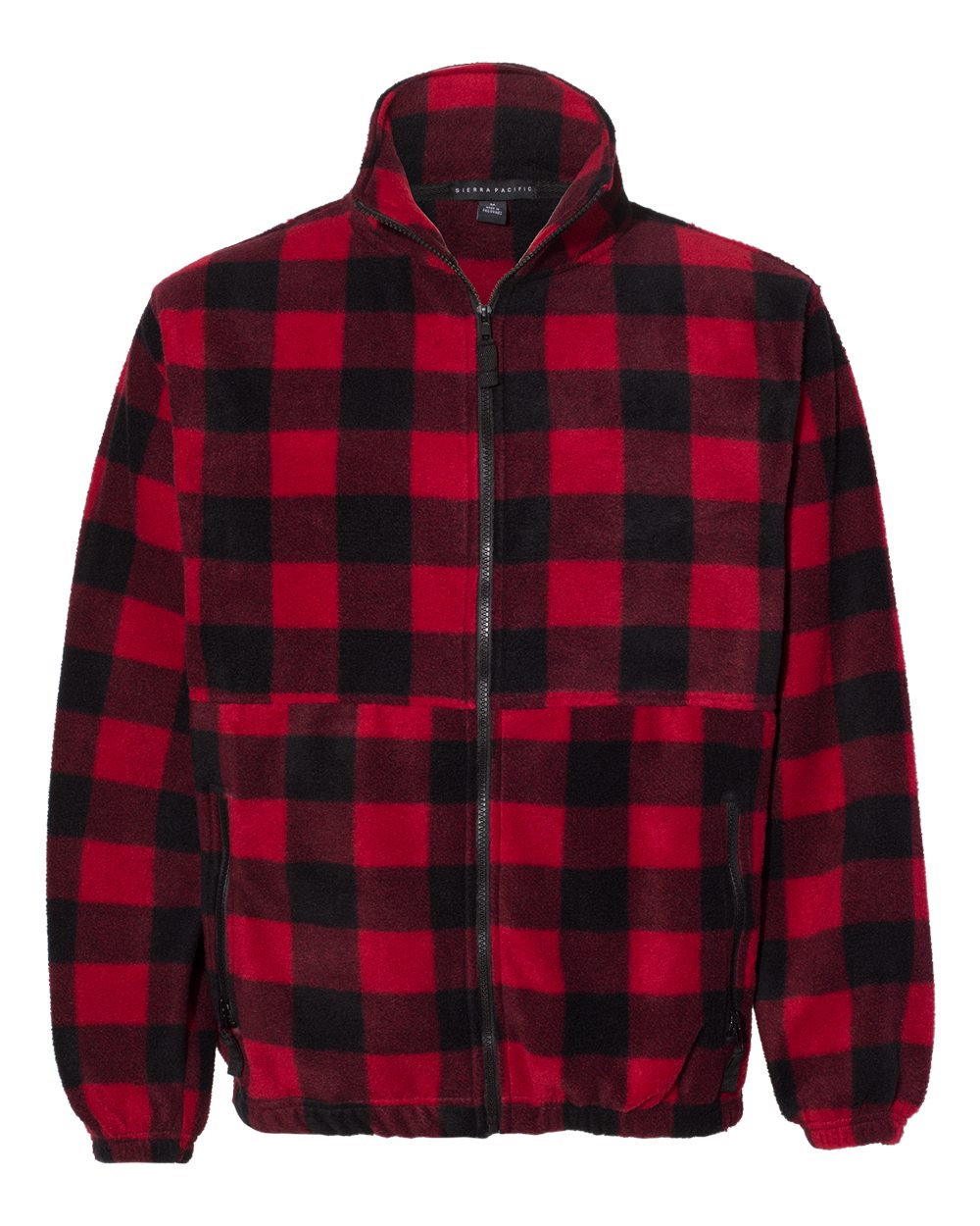 Front View of Red/ Black Fleece Full-Zip Jacket - 3061