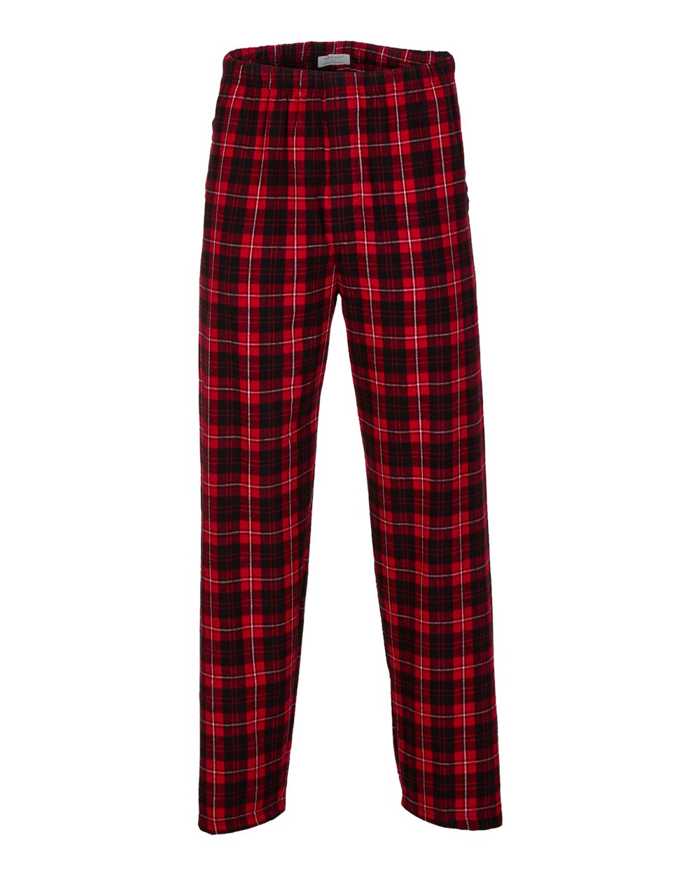 Front View of Red/ Black Plaid Harley Flannel Pants - BM6624