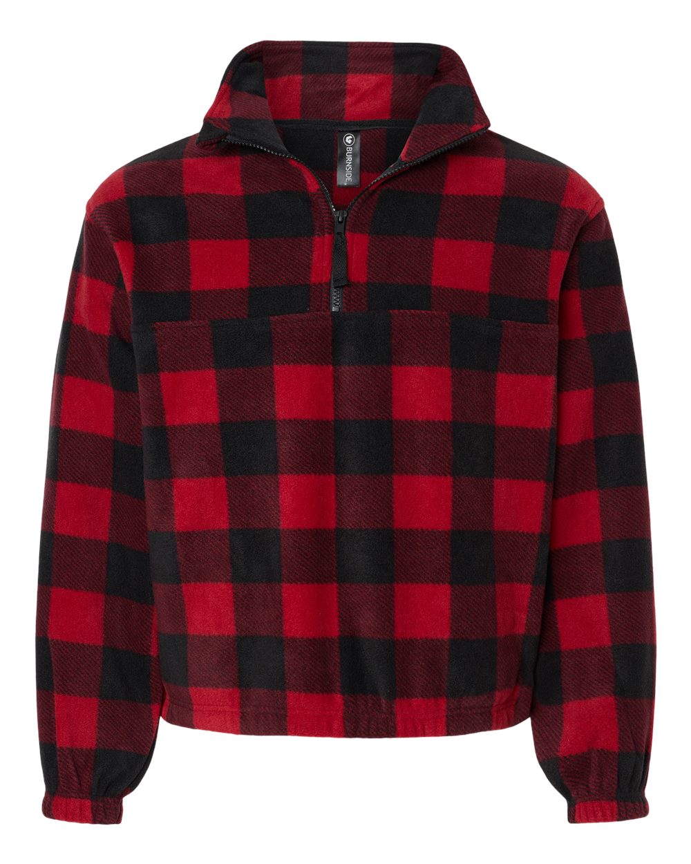 Front View of Red/ Black Polar Fleece Quarter-Zip Pullover - 3052