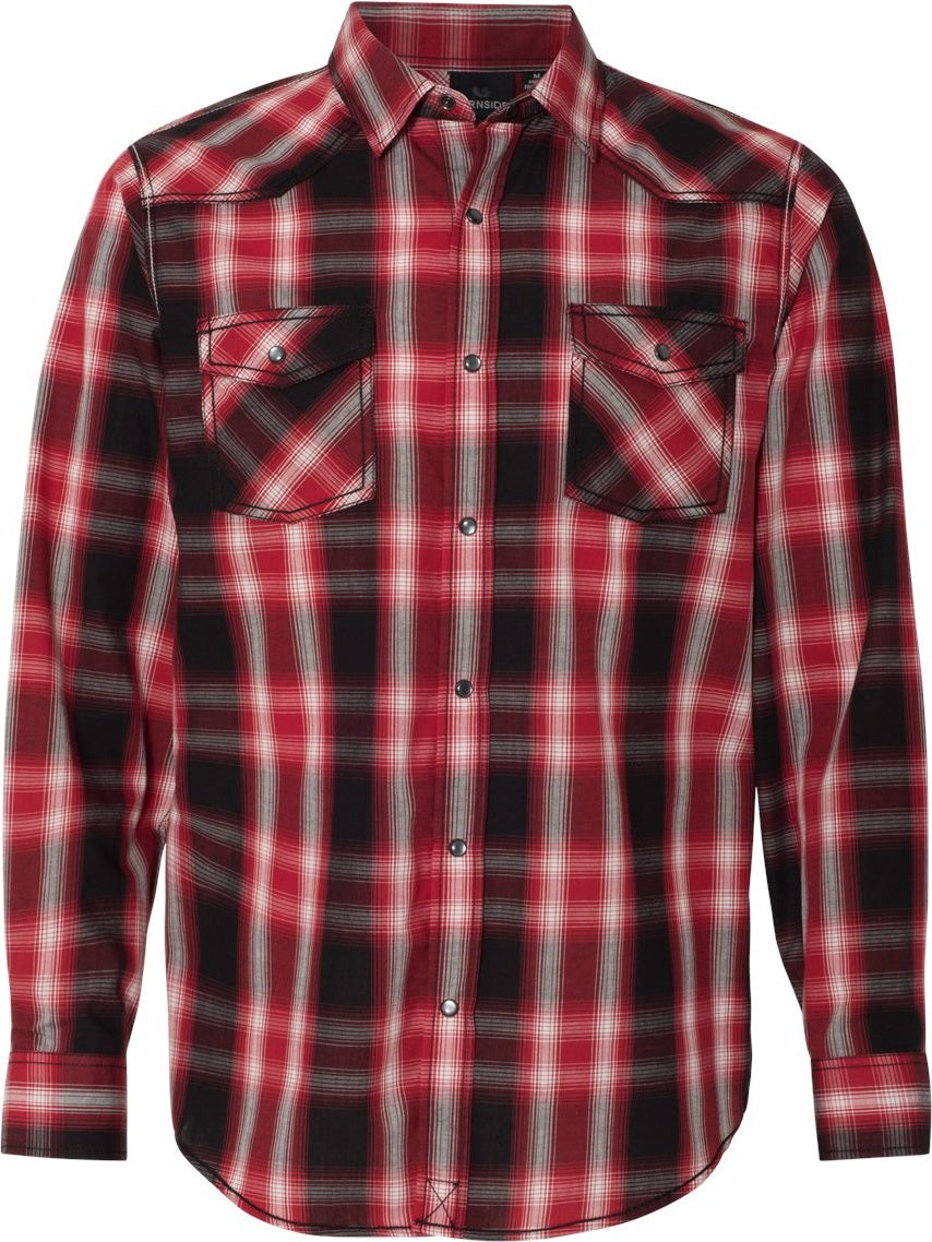 Front View of Red/ Black Western Shirt - 8206