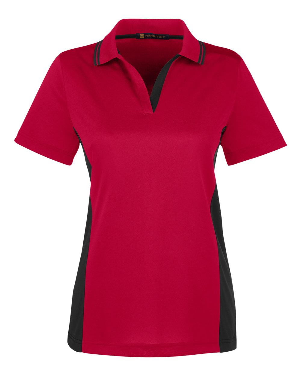 Front View of Red/ Black Women's Flash Snag Protection Plus IL Colorblock Polo - M386W