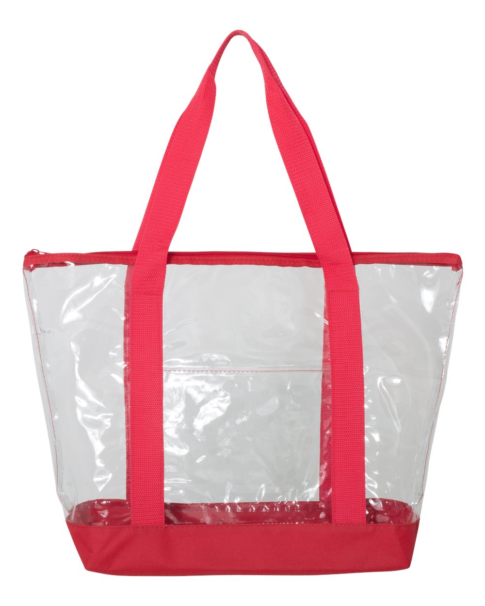 Front View of Red Clear Boat Tote - 7009