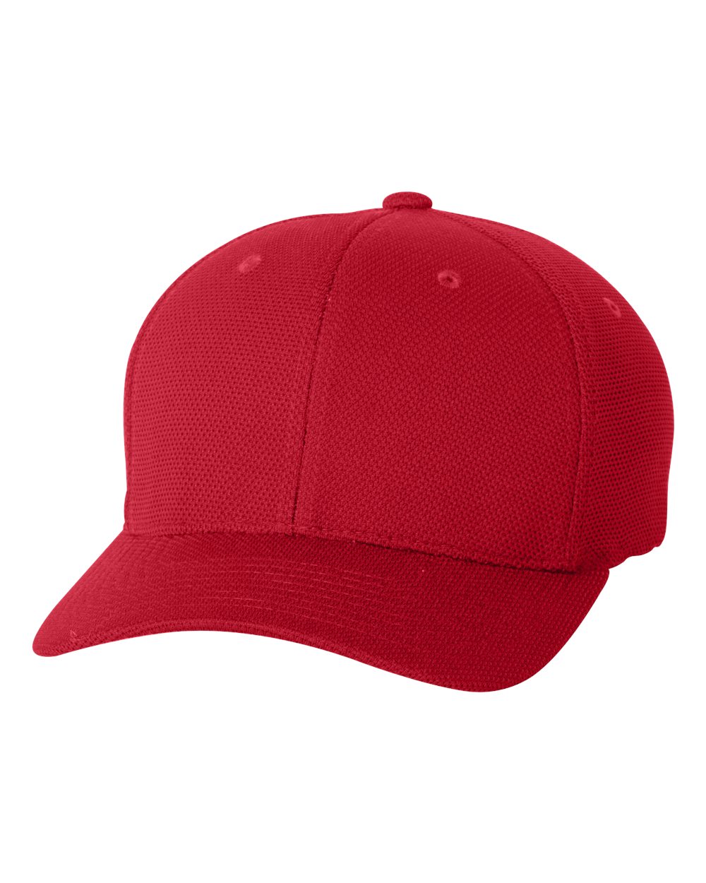 Front View of Red Cool & Dry Piqué Mesh Cap - 6577CD