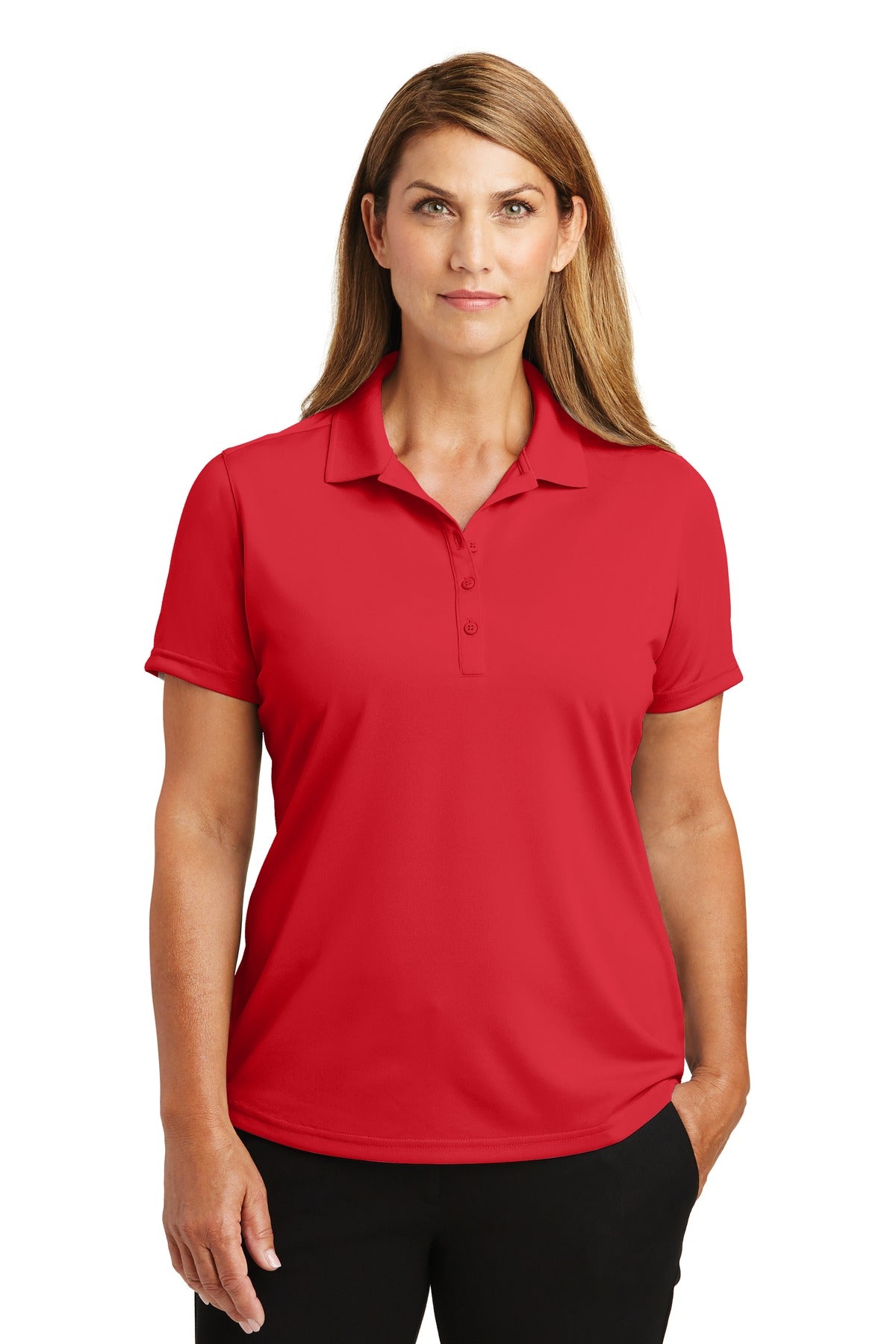 Front View of Red CornerStone Women's Select Lightweight Snag-Proof Polo. CS419