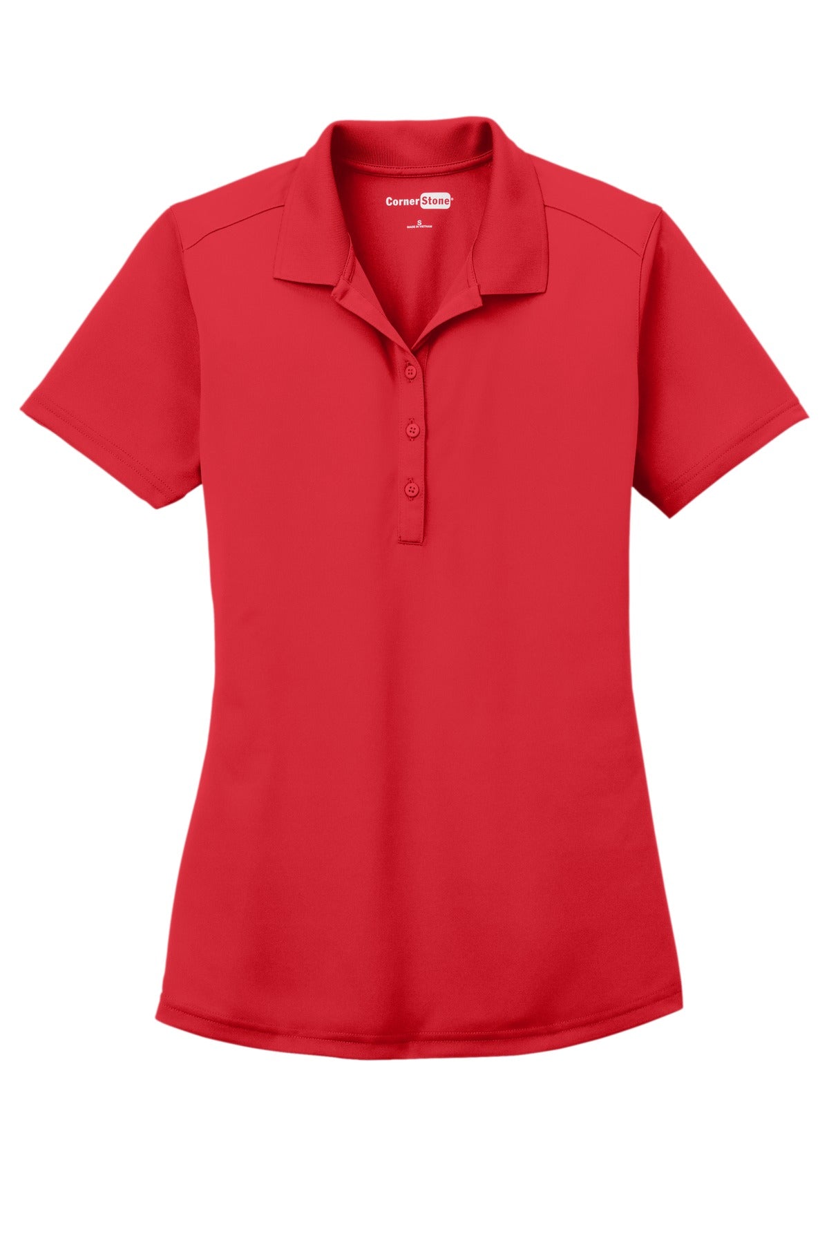 Front View of Red CornerStone Women's Select Lightweight Snag-Proof Polo. CS419
