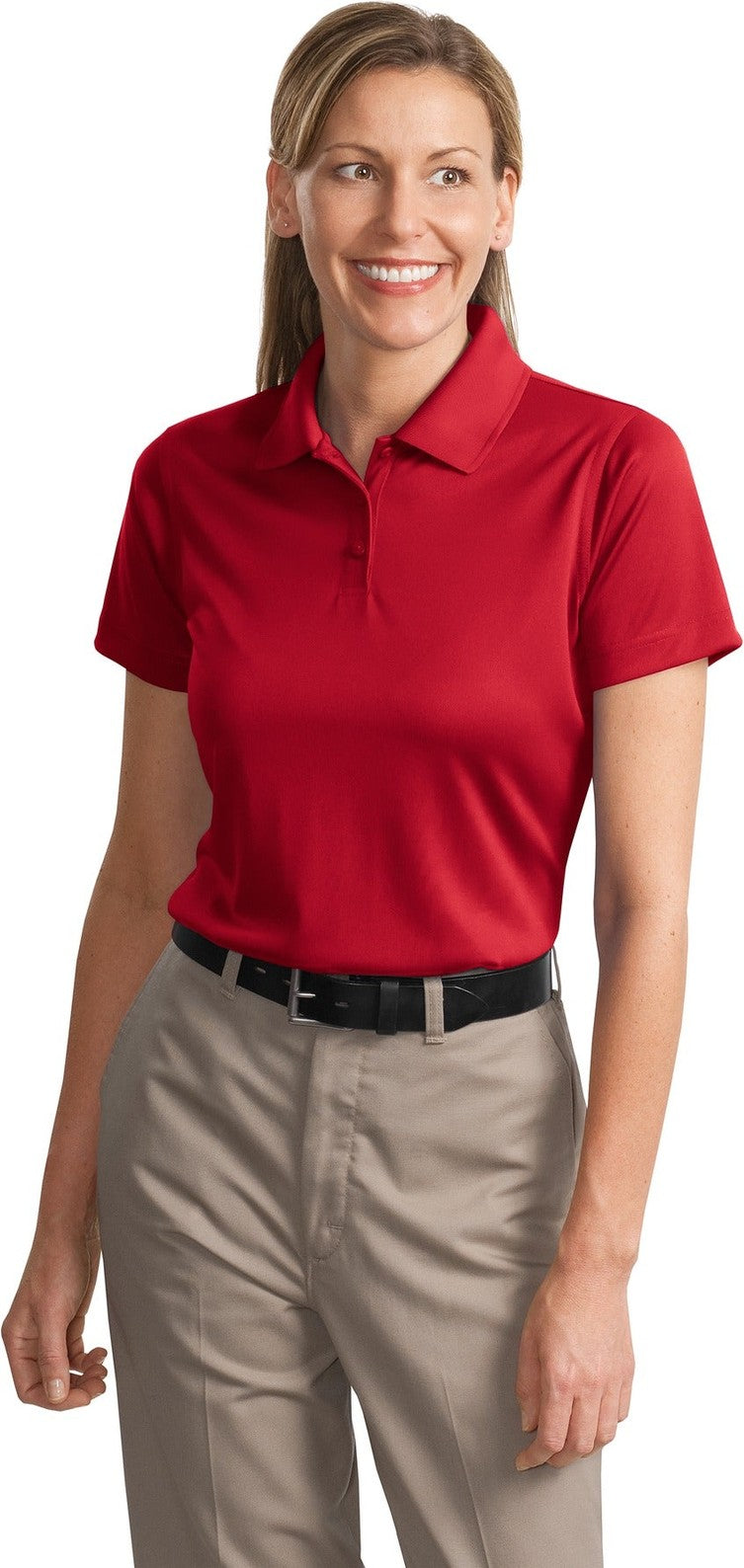 Front View of Red CornerStone Women's Select Snag-Proof Polo. CS413