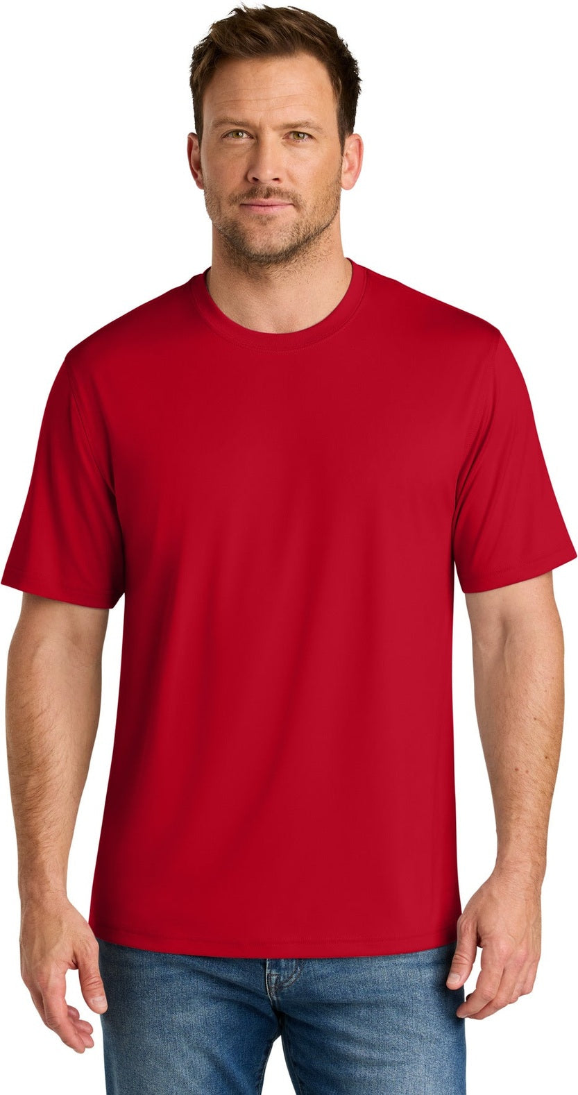 Front View of Red CornerStone Workwear Pro Short Sleeve Tee CS440