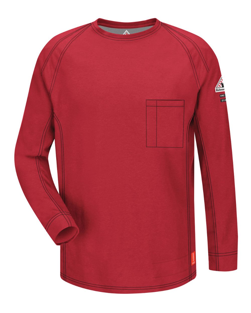 Front View of Red Flame Resistant Long Sleeve Shirt - Tall Sizes - QT32T