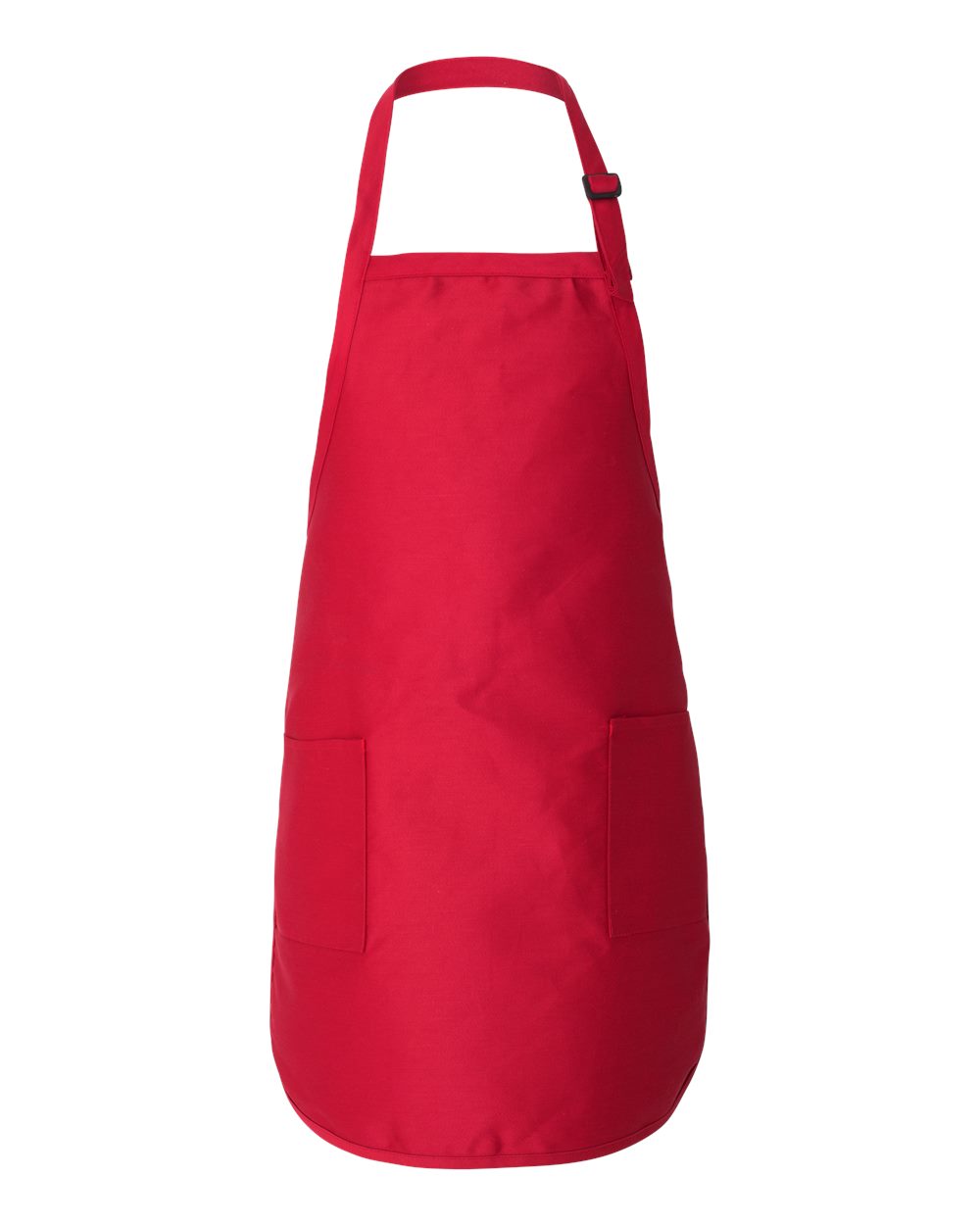 Front View of Red Full-Length Apron with Pockets - Q4350