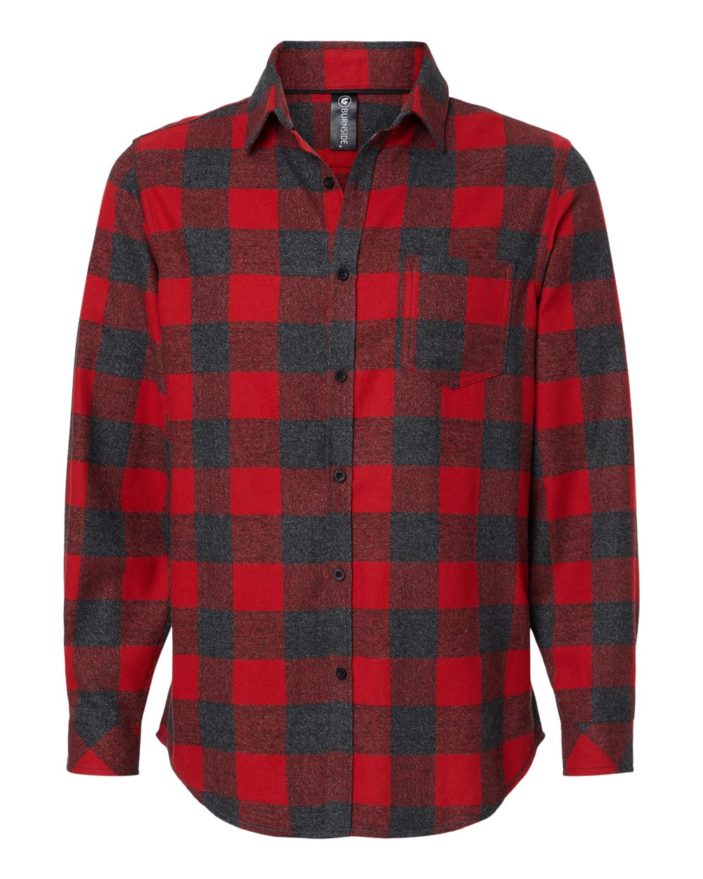 Front View of Red/ Heather Black Open Pocket Flannel Shirt - 8212