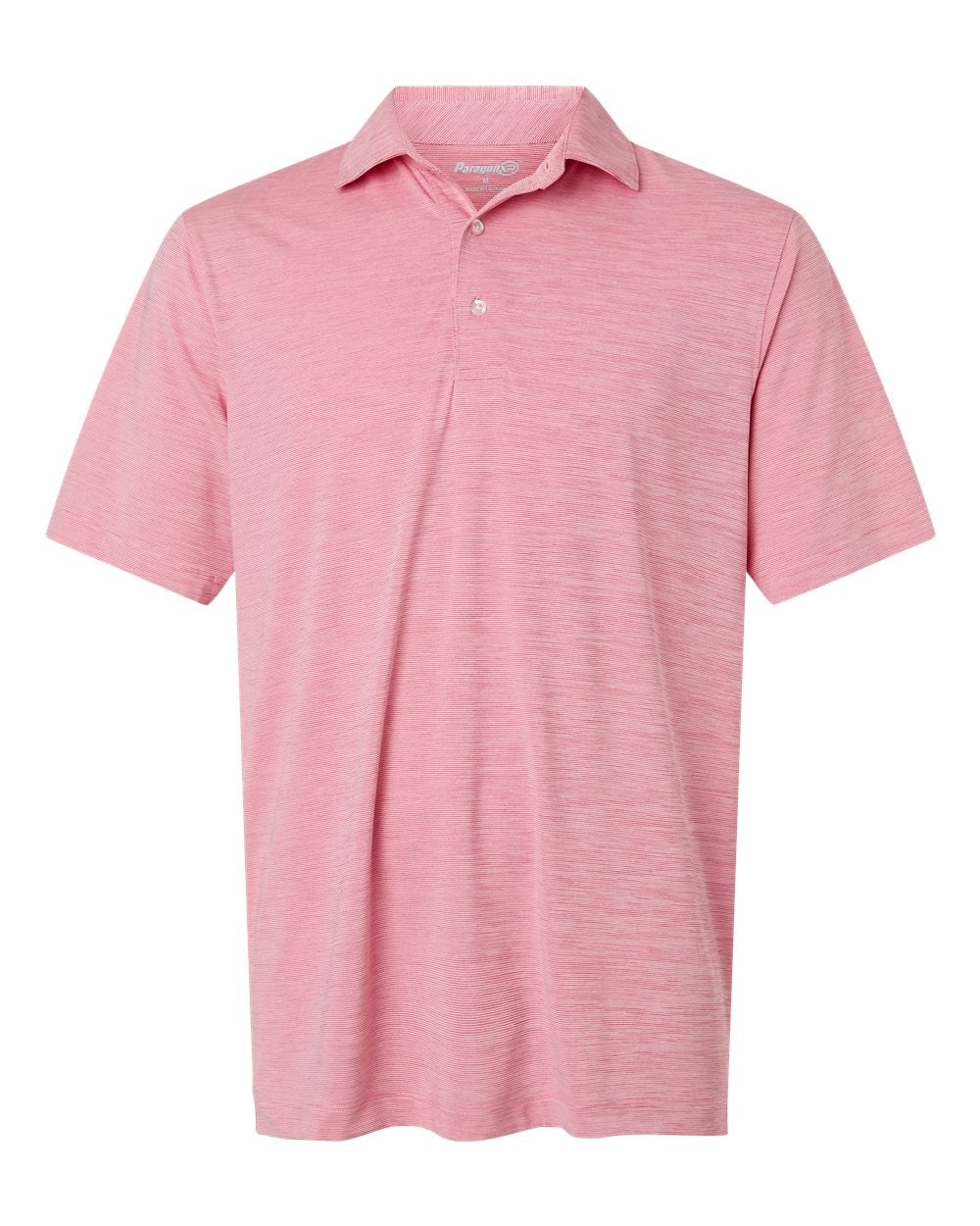 Front View of Red Heather Men's Bohemian Striped Heather Performance Polo - 162