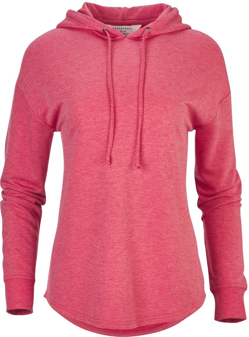 Front View of Red Heather Women's Dream Fleece Hooded Pullover - BW5301