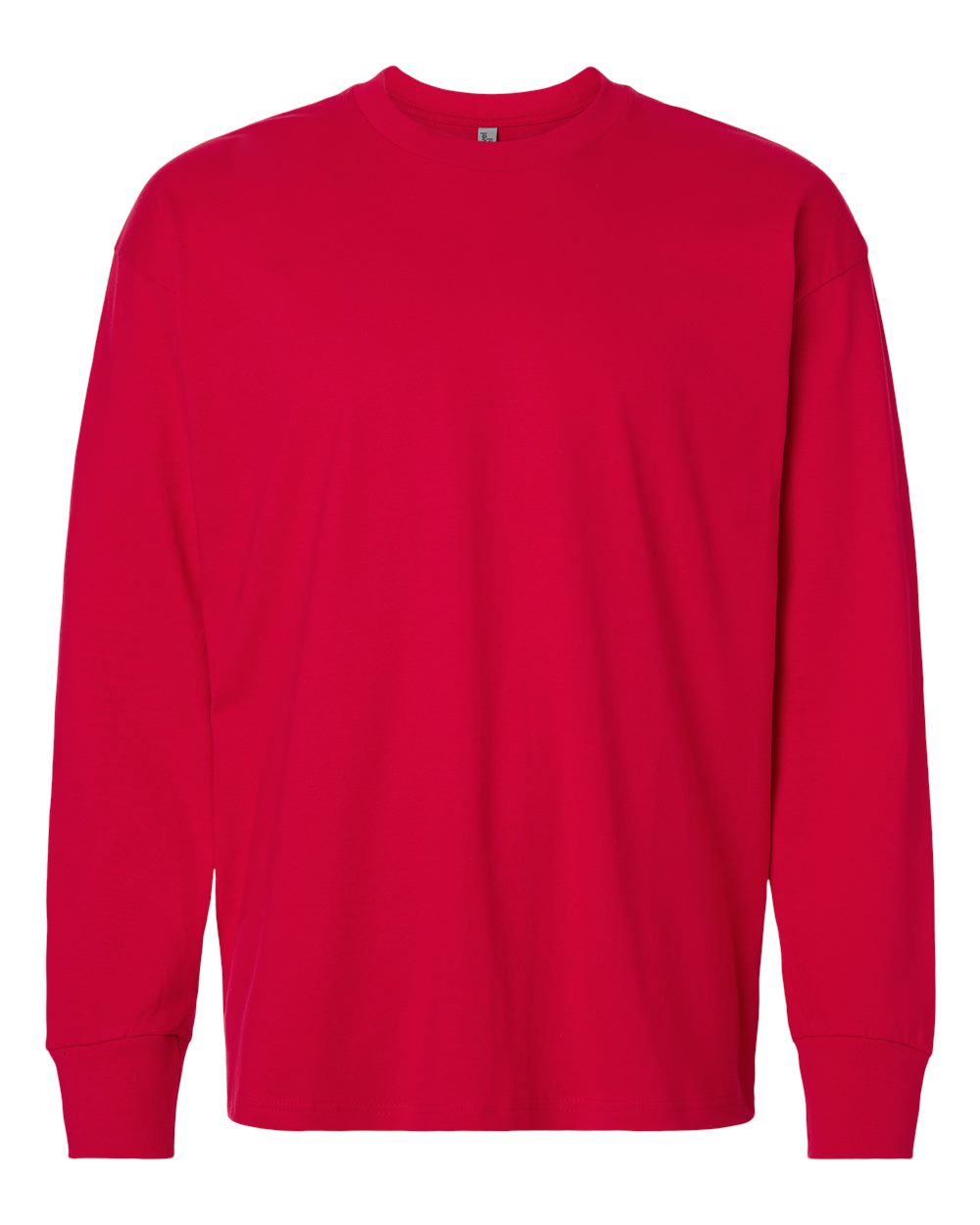 Front View of Red Heavyweight Long Sleeve T-Shirt - 7211