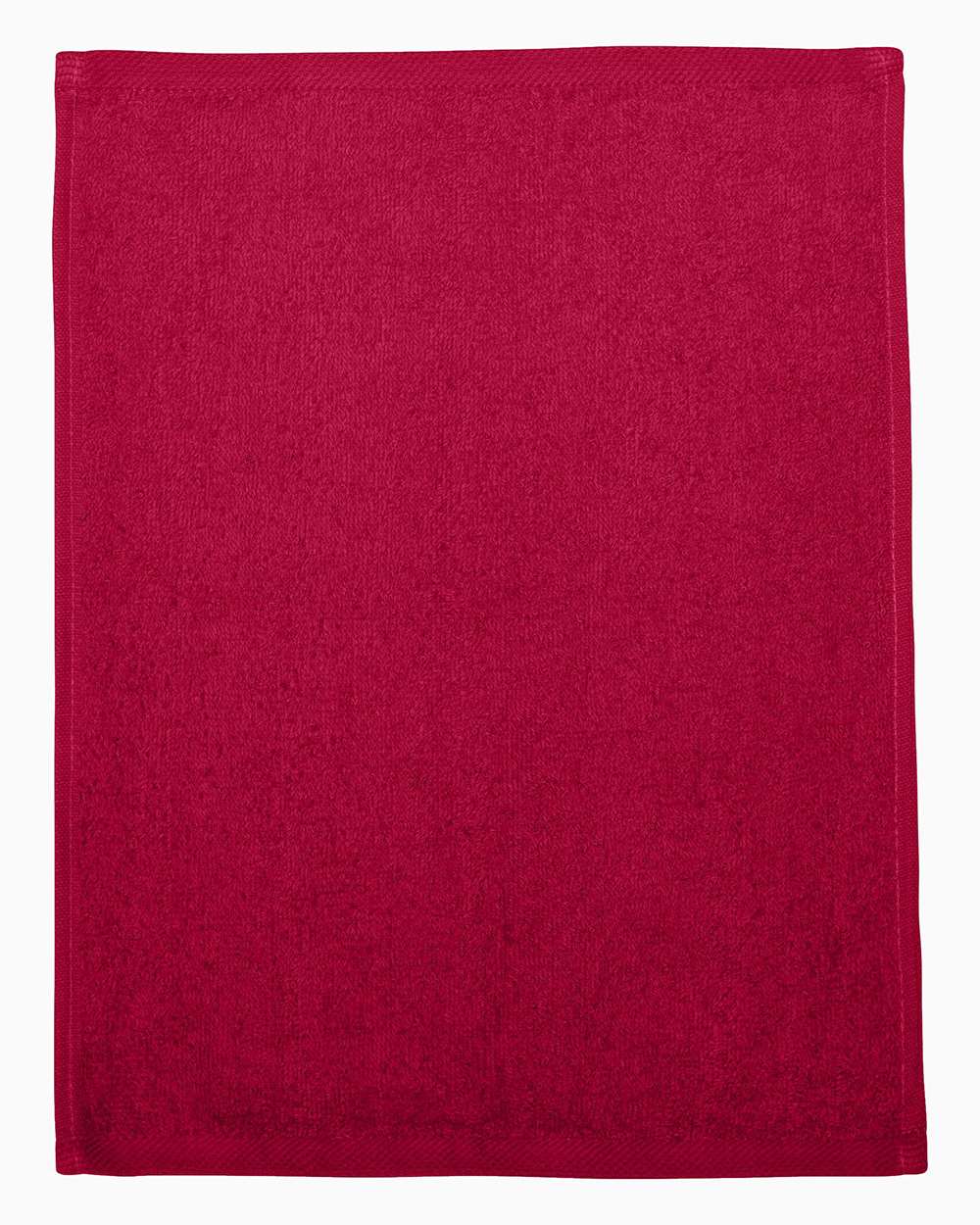 Front View of Red Hemmed Fingertip Towel - T600