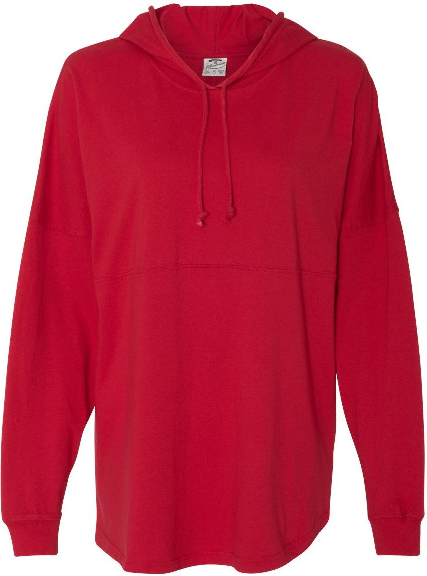 Front View of Red Hooded Game Day Jersey T-Shirt - 8228