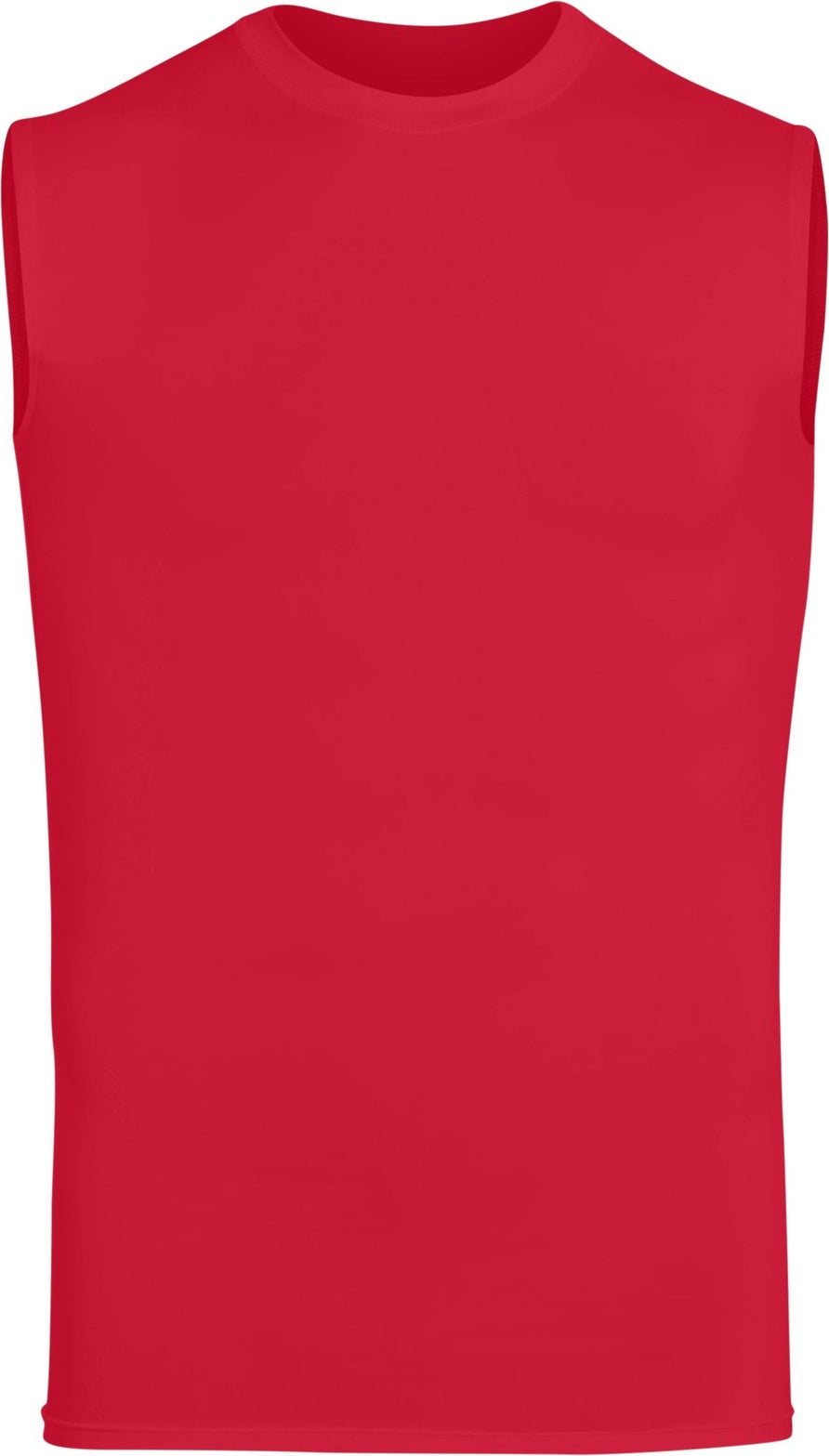 Front View of RED HYPERFORM CMPRSS SLVLSS SHIRT