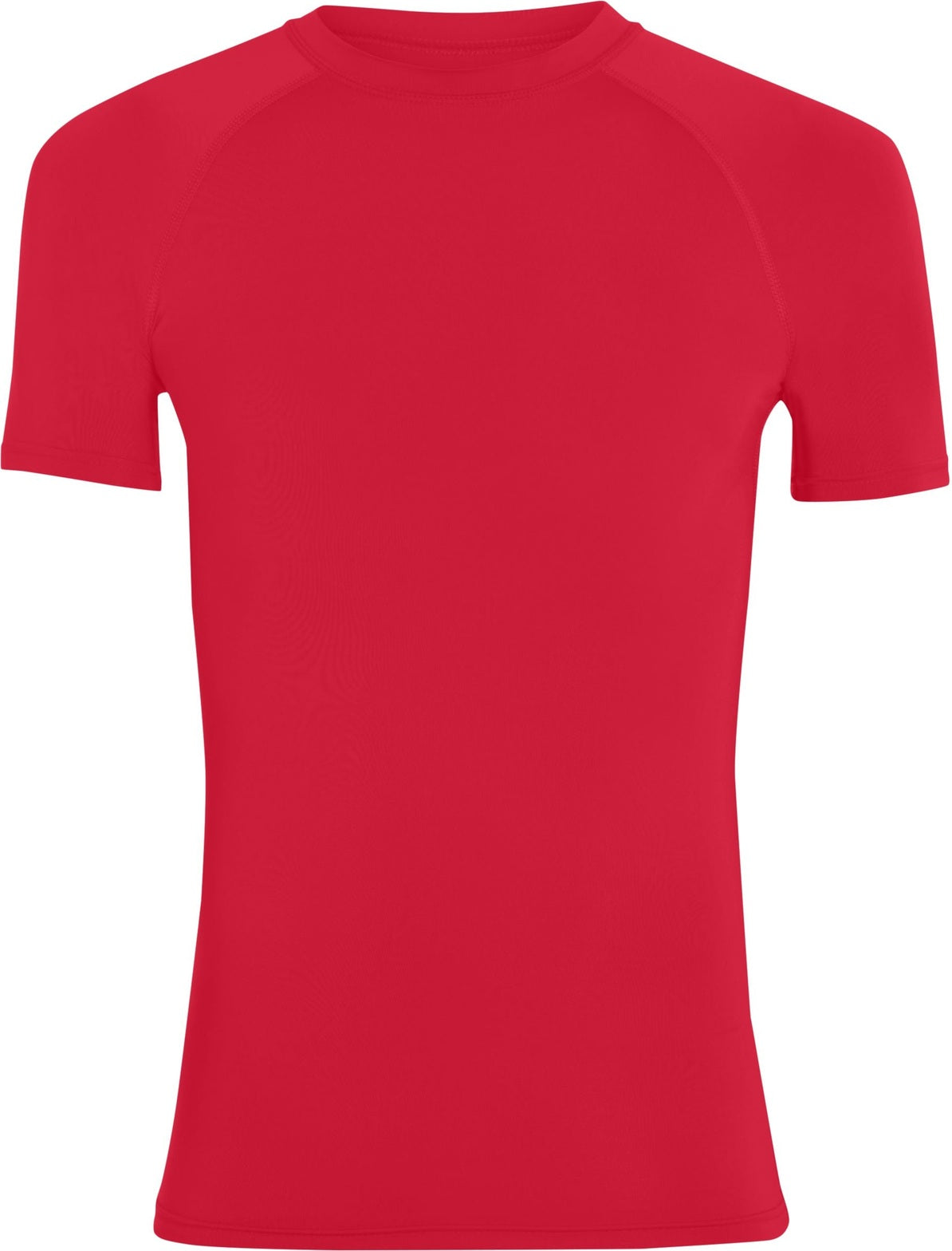 Front View of RED HYPERFORM COMPRESSION SS SHIRT