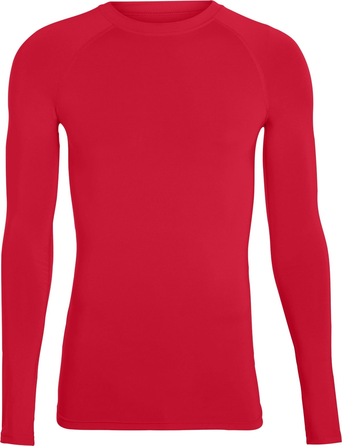 Front View of RED HYPERFORM LS COMPRESSION SHIRT
