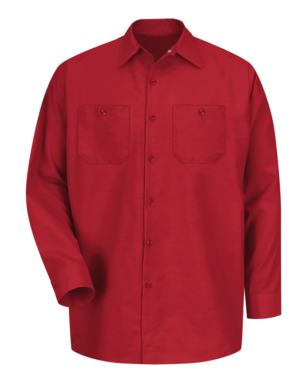 Front View of Red Industrial Long Sleeve Work Shirt - Tall Sizes - SP14T