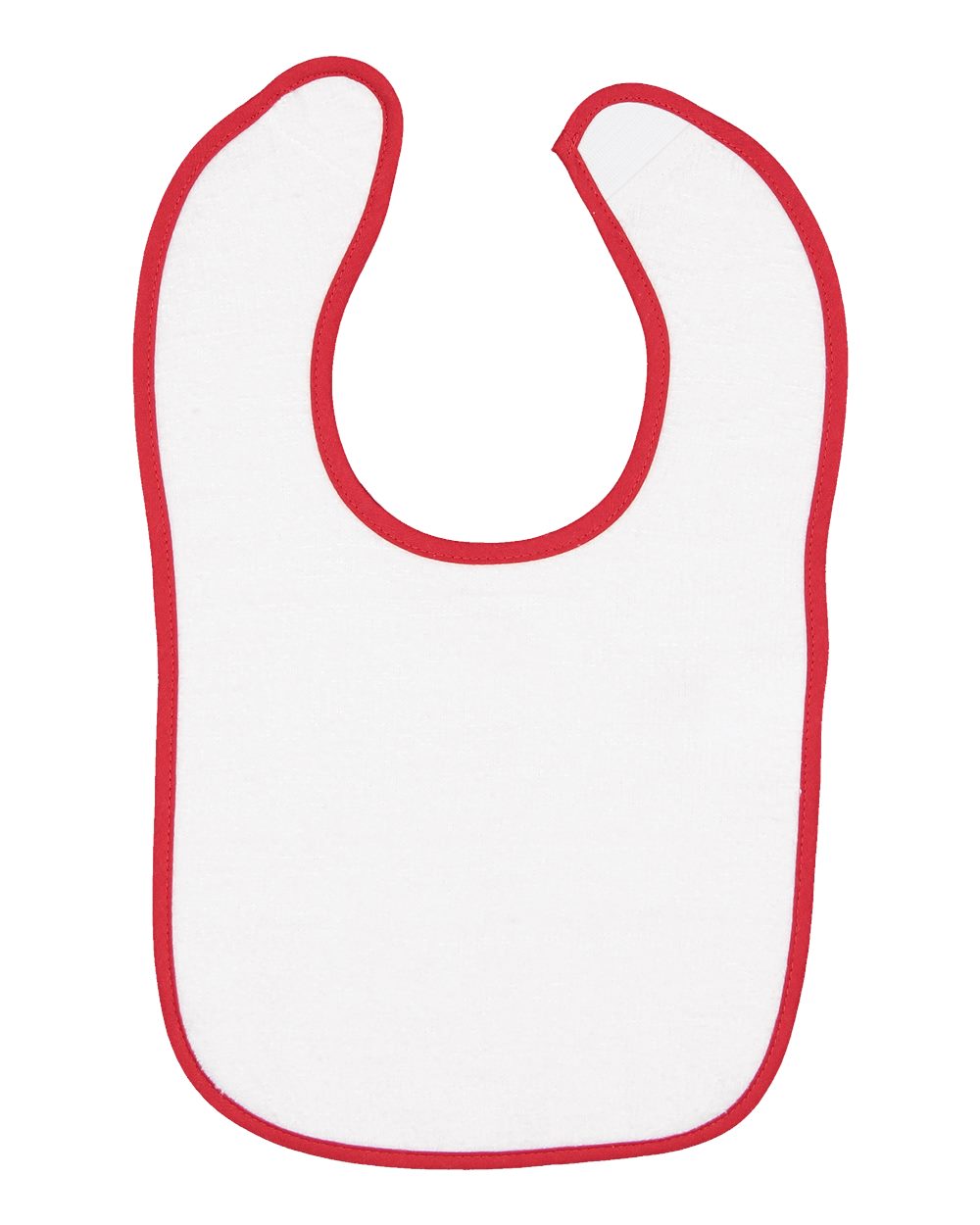 Front View of Red Infant Contrast Trim Terry Bib - 1003