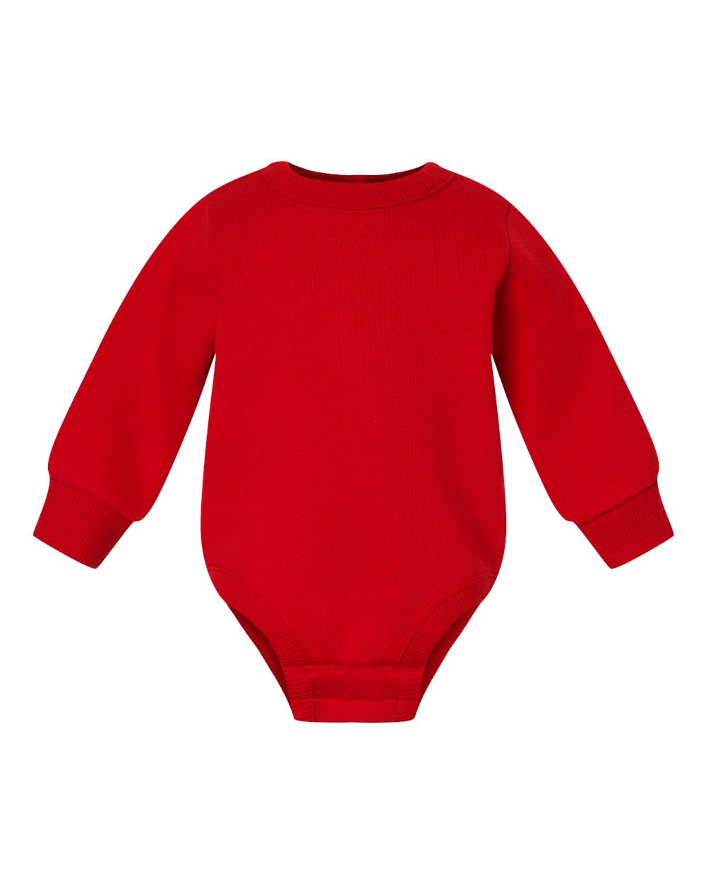 Front View of Red Infant Fleece Bodysuit - 3421 plain