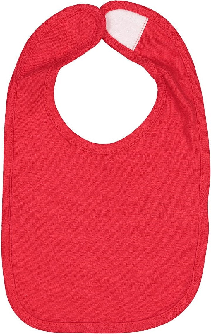 Front View of Red Infant Premium Jersey Bib - 1005