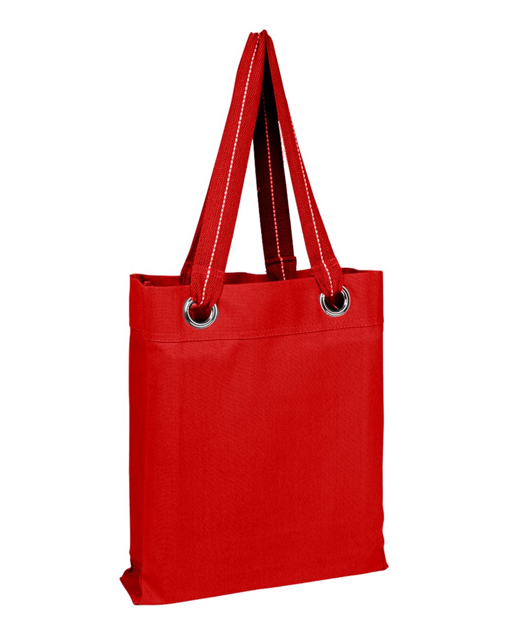 Front View of Red Large Grommet Tote - Q1630