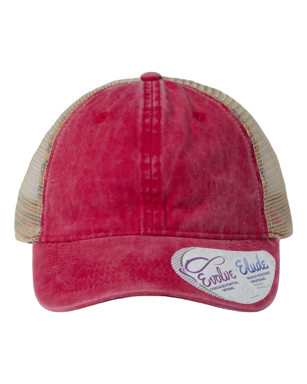 Red/ Leopard Women's Washed Mesh-Back Cap - TESS