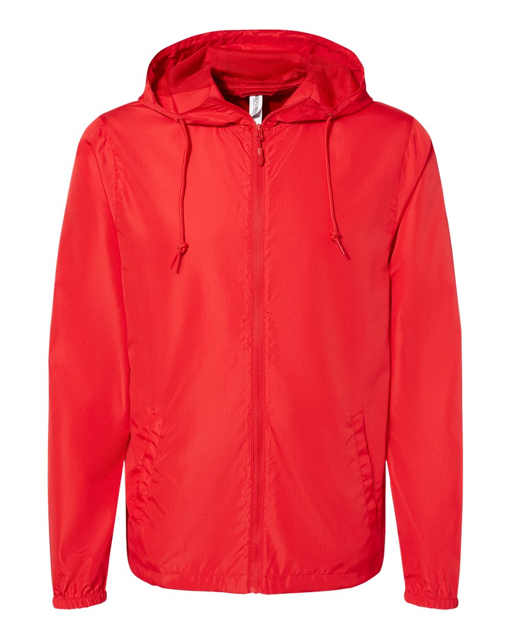 Front View of Red Lightweight Windbreaker Full-Zip Jacket - EXP54LWZ