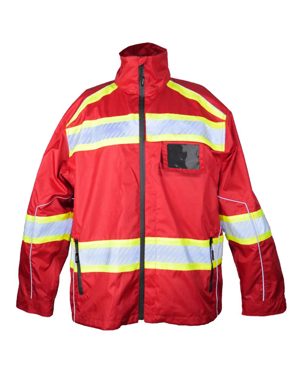 Front View of Red/ Lime EV Series® Enhanced Visibility Premium Jacket - B300-303