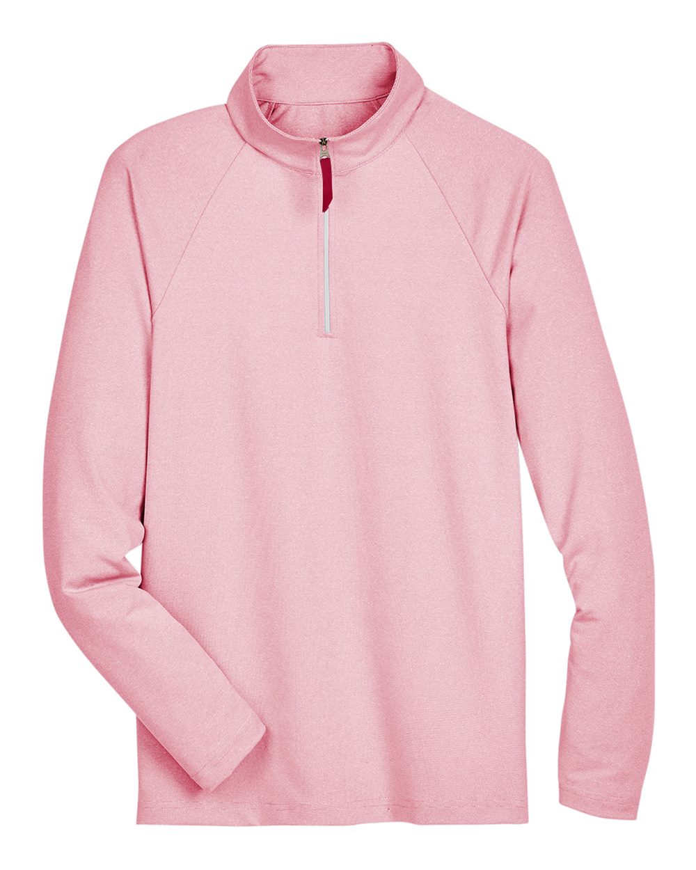 Front View of Red Men's CrownLux Performance® Clubhouse Micro-Stripe Quarter-Zip Pullover - DG480