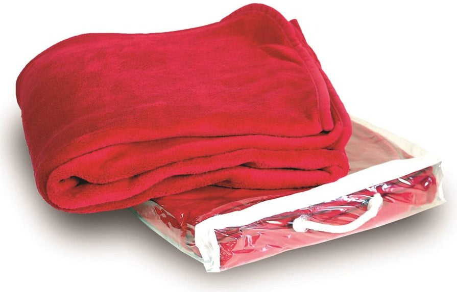 Front View of Red Micro Coral Fleece Blanket - 8707