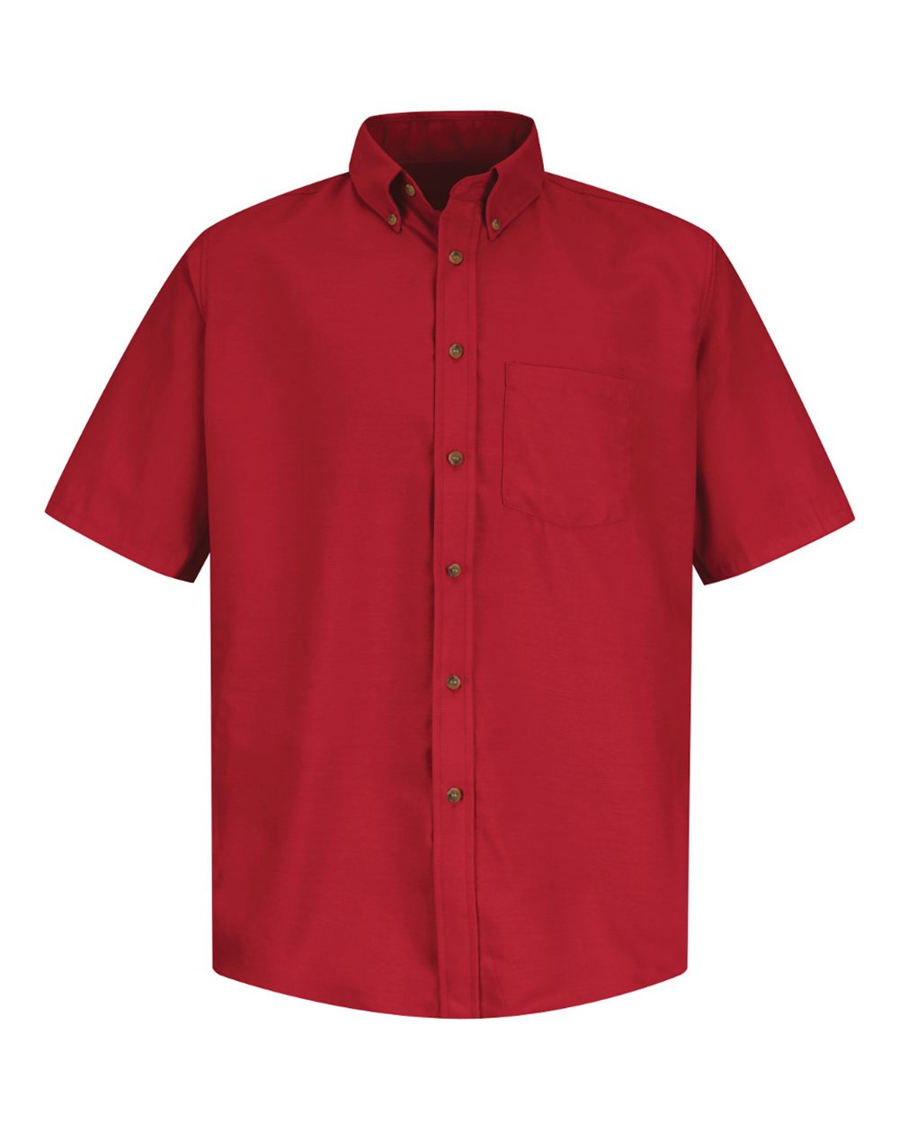 Front View of Red Poplin Short Sleeve Dress Shirt - SP80