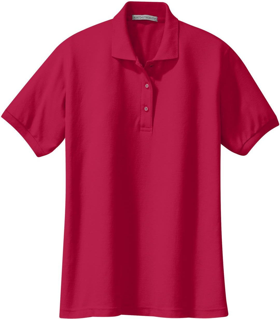 Front View of Red Port Authority Women's Silk Touch Polo. L500