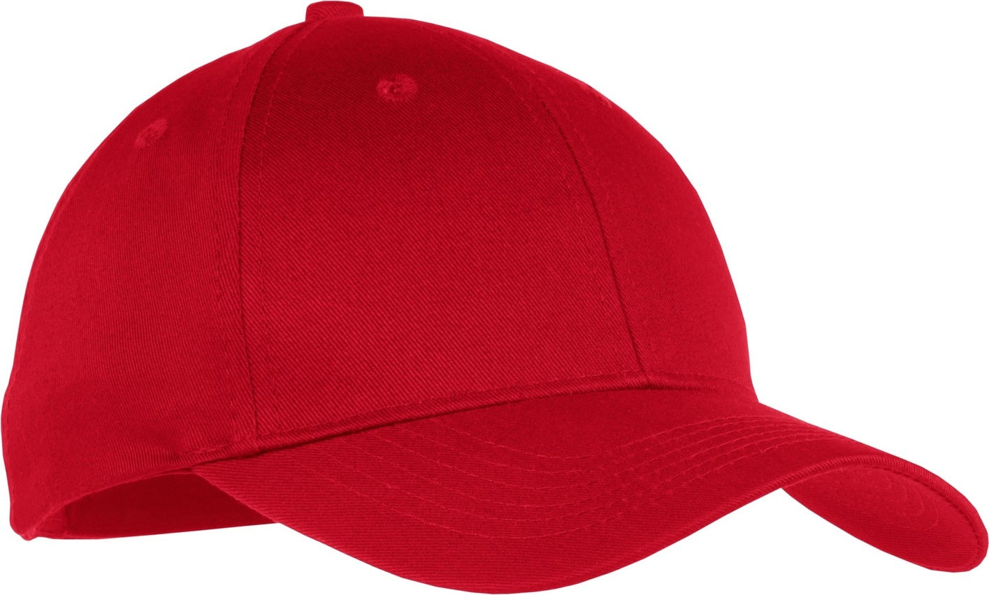 Front View of Red Port Authority Youth Six-Panel Twill Cap. YCP80